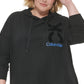 Moletom com capuz Calvin Klein feminino de algodão com logotipo, preto, tamanho 3X