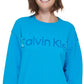 Calvin Klein Moletom Feminino com Logotipo Bordado Azul Tamanho X-G