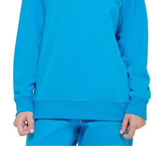Calvin Klein Women's Embroidered Logo Pullover Sweatshirt Blue Size X-Large