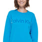 Calvin Klein Moletom Feminino com Logotipo Bordado Azul Tamanho Grande