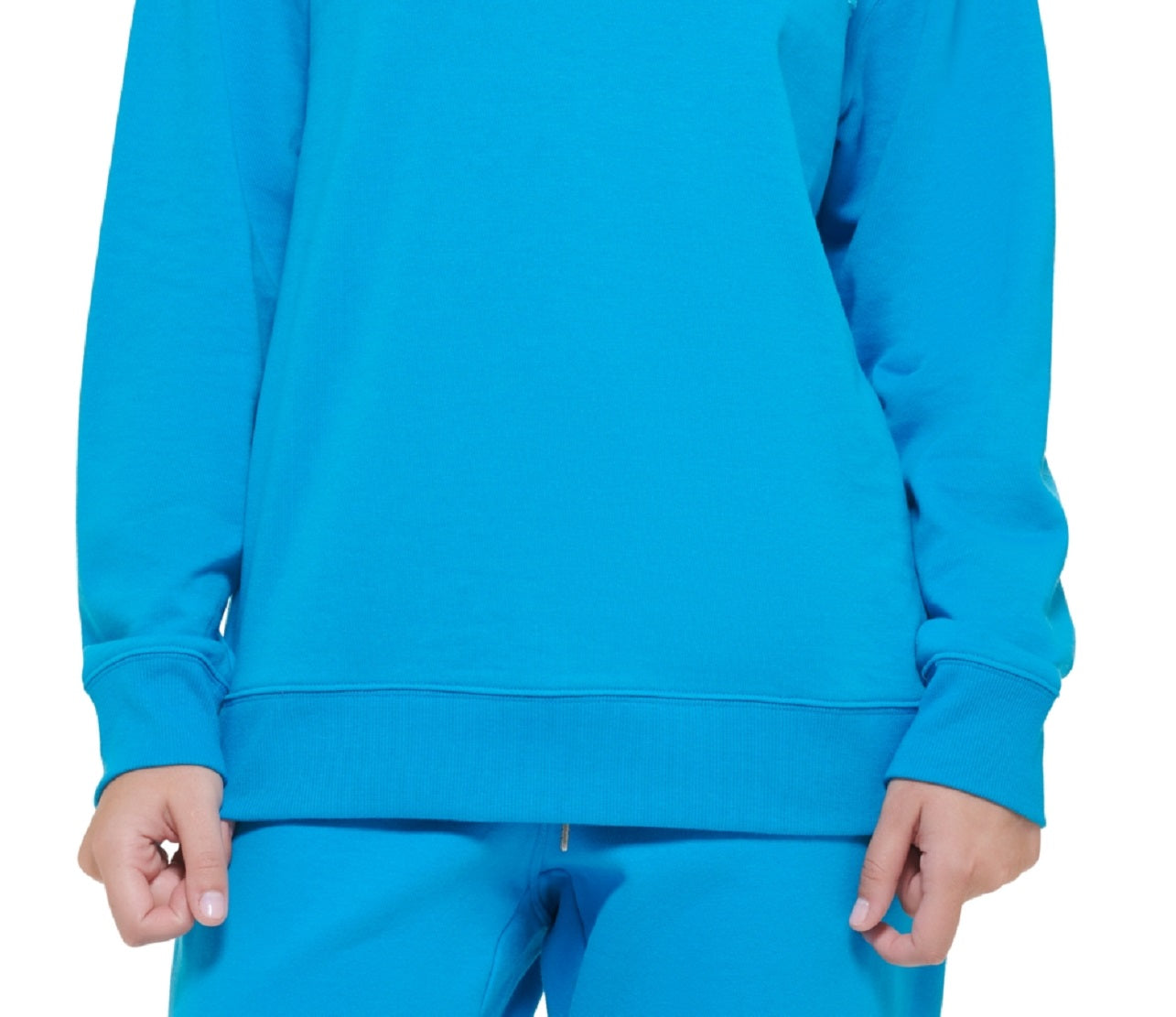 Calvin Klein Moletom Feminino com Logotipo Bordado Azul Tamanho Grande