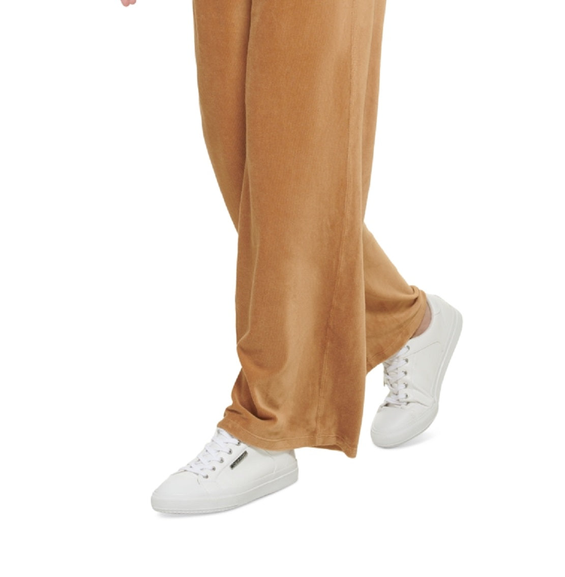 Calça Calvin Klein Feminina de Veludo com Perna Larga Marrom Tamanho Grande