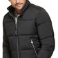 Jaqueta de motociclista Calvin Klein masculina elástica de peso médio, preta, tamanho grande