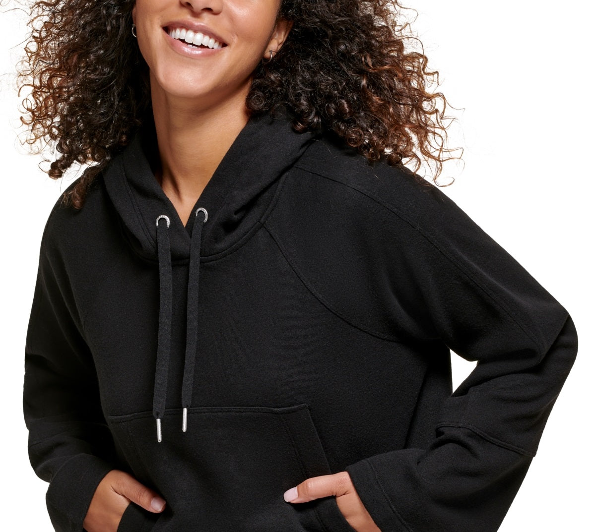 Calvin Klein Moletom com Capuz Raglan Oversized Feminino - Preto - Tamanho Grande