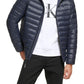 Jaqueta Calvin Klein Masculina com Capuz e Acolchoado, Dobrável, Azul, Tamanho Médio
