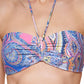 Tommy Hilfiger Feminino Paisley Estampado Biquíni Sutiã Top Maiô Azul