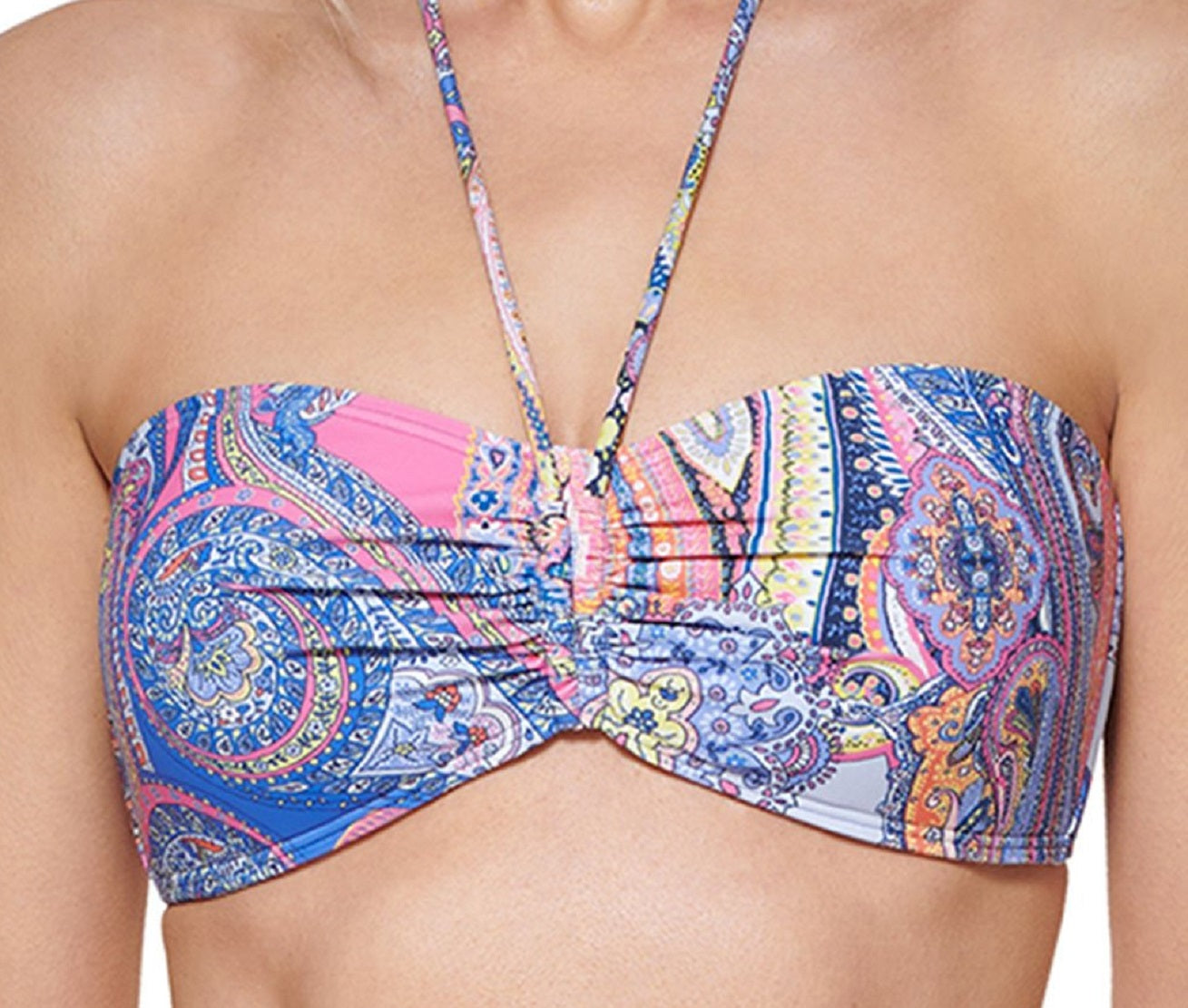 Tommy Hilfiger Feminino Paisley Estampado Biquíni Sutiã Top Maiô Azul
