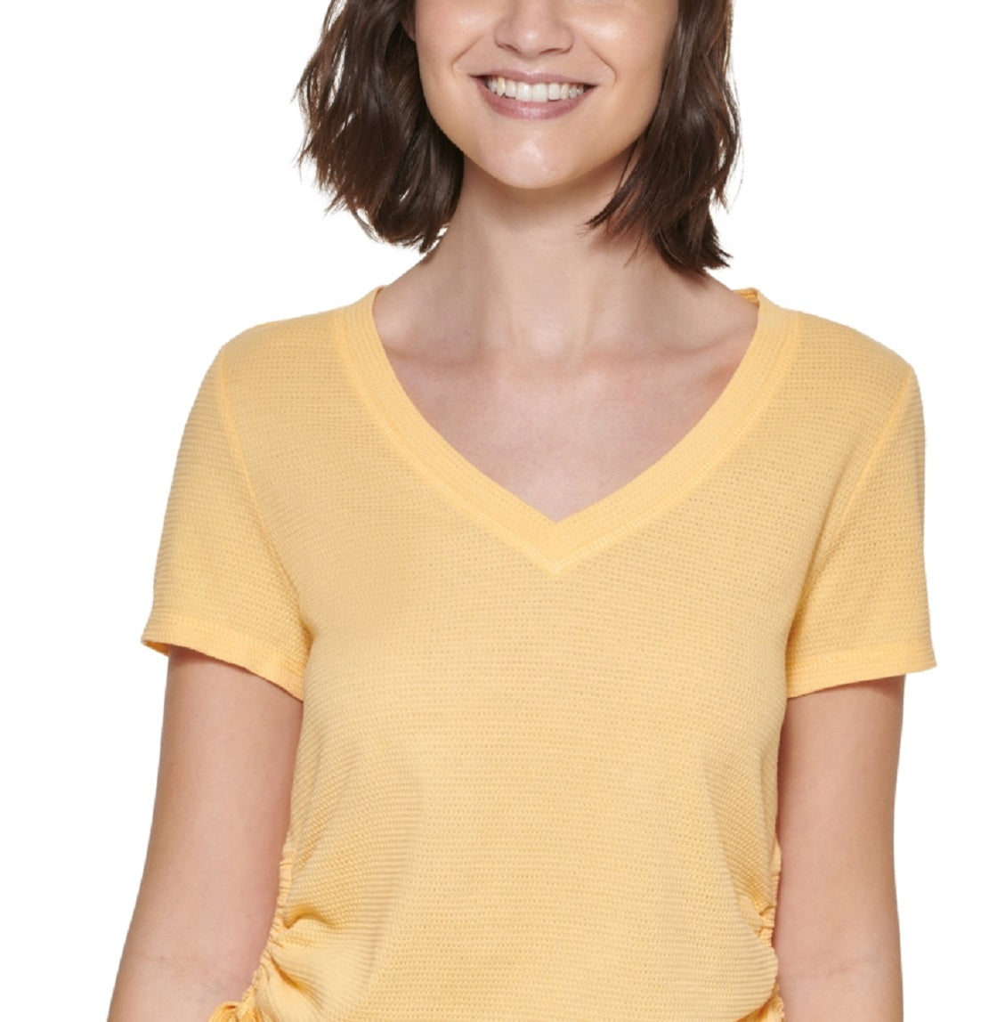 Blusa Calvin Klein Feminina Pregueada Amarela Tamanho Médio