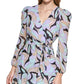 Vestido midi envelope estampado com ombros bufantes Calvin Klein feminino, preto, tamanho 8