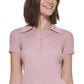 Calvin Klein Suéter Polo Feminino Canelado Rosa Tamanho Pequeno
