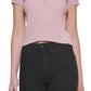 Calvin Klein Suéter Polo Feminino Canelado Rosa Tamanho Pequeno