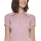 Calvin Klein Suéter Polo Feminino Canelado Rosa Tamanho Pequeno Extra Pequeno