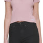 Calvin Klein Suéter Polo Feminino Canelado Rosa Tamanho Pequeno Extra Pequeno