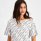Camiseta Calvin Klein Feminina Boyfriend com Logo Branca Tamanho Pequeno Médio