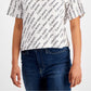 Camiseta Calvin Klein Feminina Boyfriend com Logo Branca Tamanho Pequeno Médio