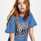 Camiseta feminina Junk Food de algodão com estampa gráfica dos Beatles, azul, tamanho grande