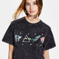 Camiseta feminina Junk Food Cotton Floyd com estampa gráfica, preta, tamanho médio