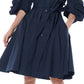 Vestido-camisa de algodão com manga franzida Gracia feminino, azul, tamanho pequeno