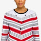 Alfred Dunner Suéter assimétrico xadrez texturizado feminino, tamanho grande, vermelho