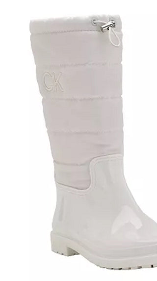 Calvin Klein Women's Siston Pull On Lug Sole Logo Cold Weather Rain Boots White Size 8 M
