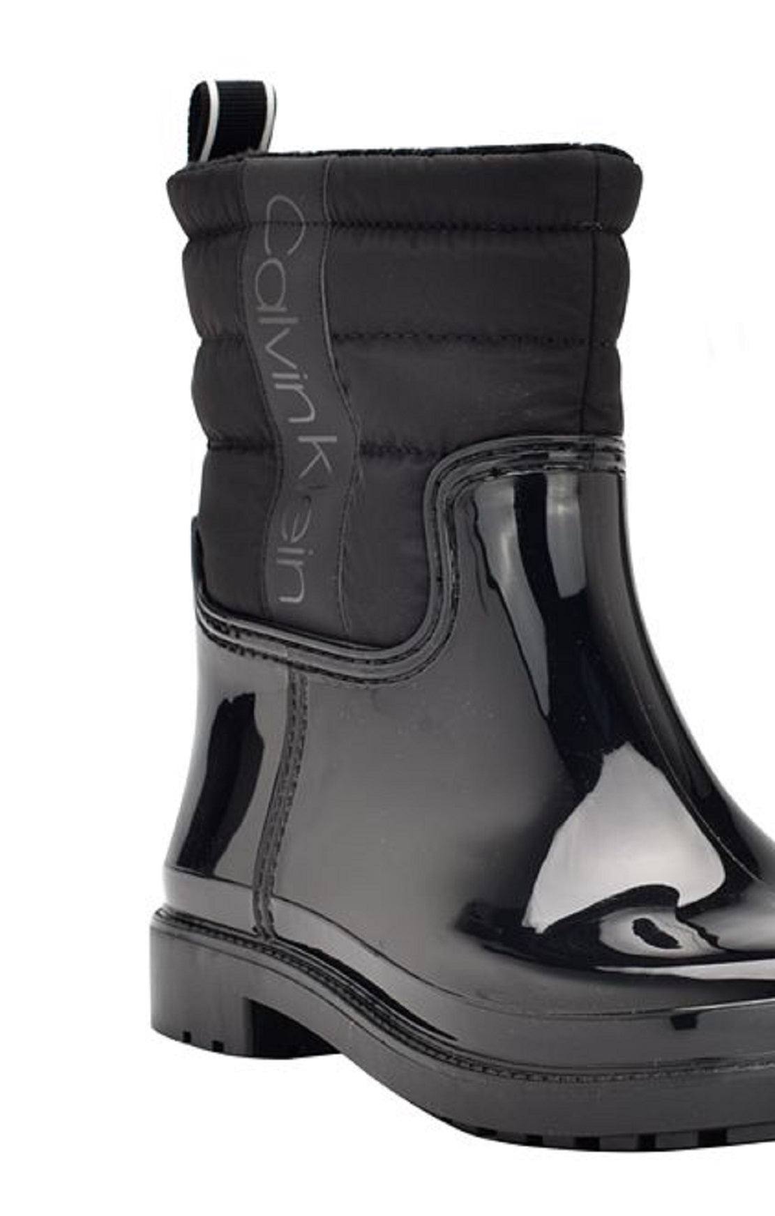 Calvin Klein Botas de Chuva Femininas com Logo e Solado em Couro Preto para Clima Frio, Tamanho 7 M
