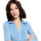 E agora este body feminino de gola polo de manga comprida azul tamanho pequeno