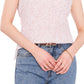 Blusa feminina Vince Camuto com estampa animal e decote em V, bege, tamanho grande