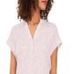Blusa feminina Vince Camuto com estampa animal e decote em V, marrom, tamanho X-S