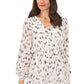 Vestido feminino Vince Camuto com babados e sobrepeliz estampado, branco, tamanho médio