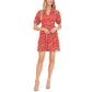 Vestido babydoll com estampa floral feminino CeCe vermelho tamanho médio