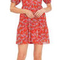 Vestido babydoll com estampa floral feminino CeCe vermelho tamanho médio