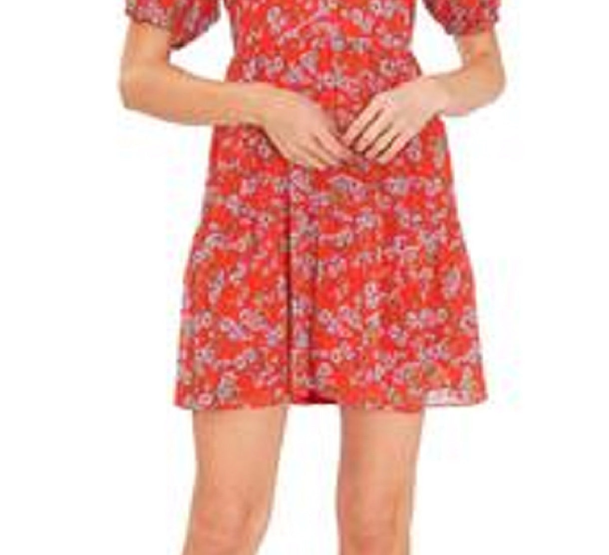 Vestido babydoll com estampa floral feminino CeCe vermelho tamanho médio