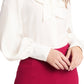 Blusa feminina CeCe com botões e laço, branca, tamanho X-G