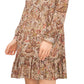 Vestido Vince Camuto Feminino Mangas Compridas com Decote em V Marrom Tamanho Médio