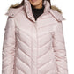 Casaco feminino Kenneth Cole com capuz e acabamento em pele sintética, rosa, tamanho grande