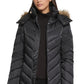 Casaco acolchoado com capuz e acabamento em pele sintética Kenneth Cole feminino, preto, tamanho grande