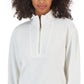 Tommy Hilfiger Moletom feminino curto com zíper 1/2, branco, tamanho GG