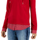 Tommy Hilfiger Blusa com capuz French Terry feminina em camadas, vermelha, tamanho médio