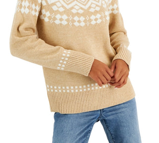 Suéter Tommy Hilfiger Fair Isle Gola Alta Feminino Marrom Tamanho Médio