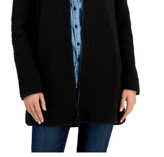 Jaqueta de lã com capuz feminina Tommy Hilfiger, preta, tamanho pequeno