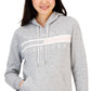 Tommy Hilfiger Moletom feminino com logo e bolso frontal, manga comprida, cinza, tamanho GG