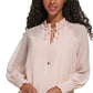 Blusa Calvin Klein Feminina Amarrada na Frente em Chiffon Camponesa Rosa Tamanho X-G