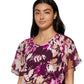 Blusa Calvin Klein Feminina Estampada Chiffon Manga Flutter Roxa Tamanho Grande