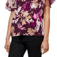 Blusa Calvin Klein Feminina Estampada Chiffon Manga Flutter Roxa Tamanho Grande