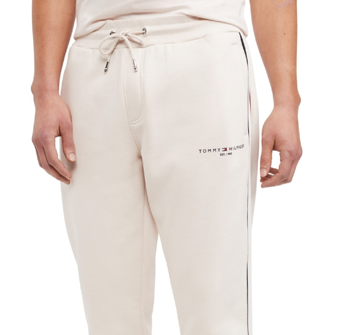 Calça de moletom masculina Tommy Hilfiger New Global Stripe Jogger marrom tamanho GG