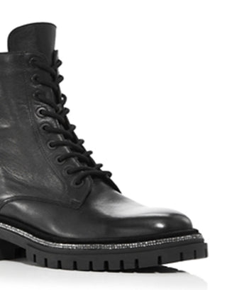 Botas femininas Aqua Aria com acabamento em strass, pretas, tamanho 9 M