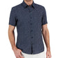 Camisa social masculina Michael Kors Slim Fit com estampa de linho, tamanho XXG, azul