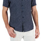 Camisa social masculina Michael Kors Slim Fit com estampa de linho, tamanho XXG, azul