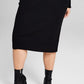 E agora este vestido suéter feminino de malha canelada com alça de corrente, preto, tamanho 2X