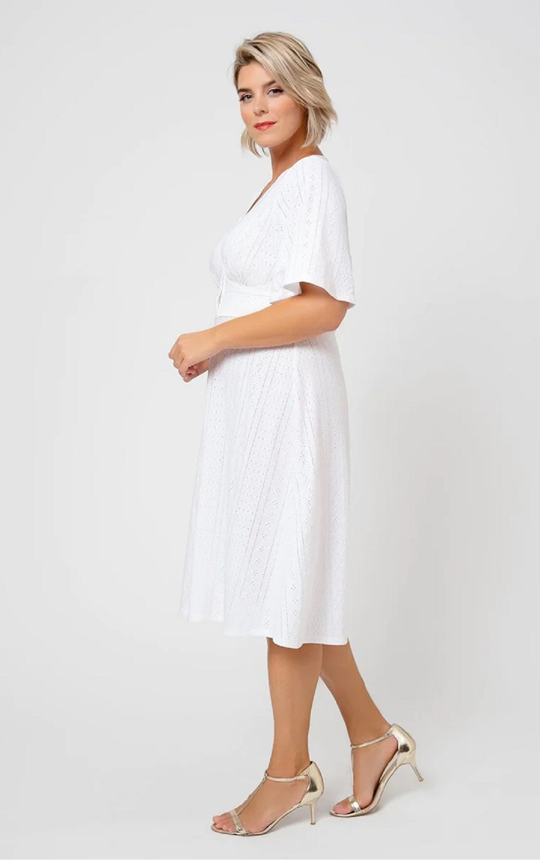 Vestido feminino Leota Solid Lord &amp; Taylor Aaliyah, branco, tamanho 3X